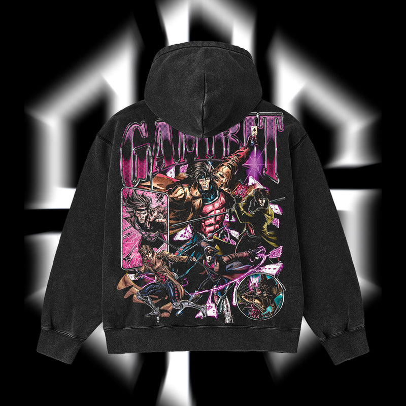 The Card Master "Gambit" Marvel MCU Edition Double Printed Oversize Lightweight Acid Washed Hoodie