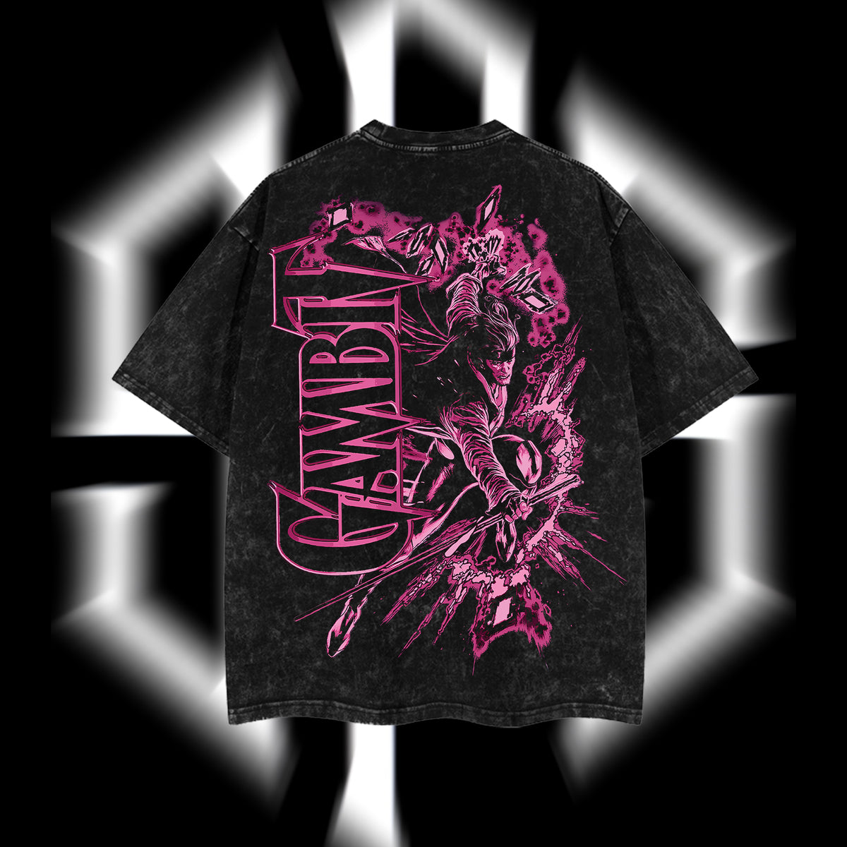 The Card Master "Gambit" Marvel MCU Edition Double Printed Oversize Lightweight Acid Washed T-Shirt
